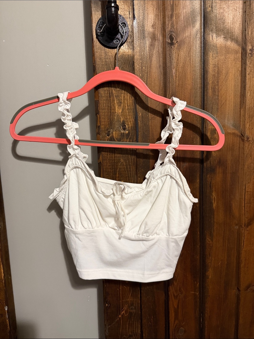 White Ruffled Strap Crop Top